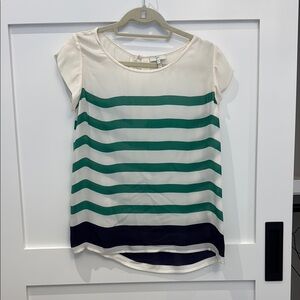 Striped Green and Navy Women's Top